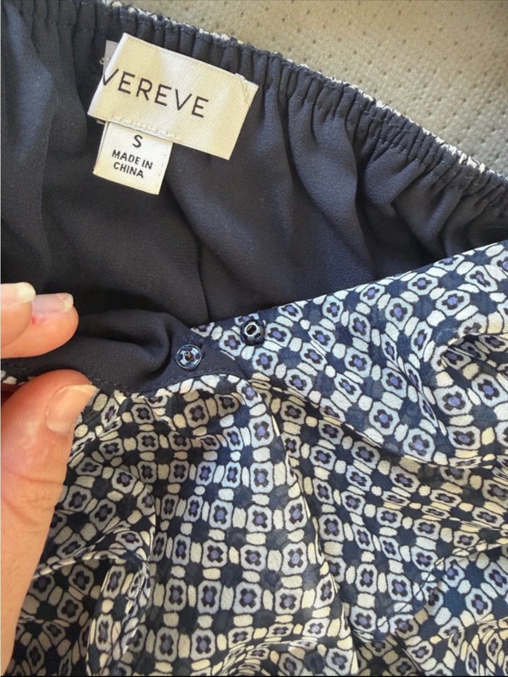 Evereve Blue Patterned Ruffle Blouse - Picture 3 of 4